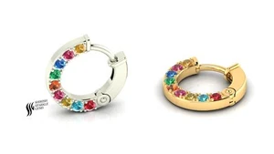 ANELLO NASO IN ZAFFIRO ARCOBALENO ORO MASSICCIO 14K - Foto 1 di 6