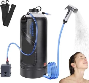 12L Tragbare Camping Duschtasche mit Verbessertem Schraubdeckel Auto Druckpumpe Solar - Bild 1 von 8