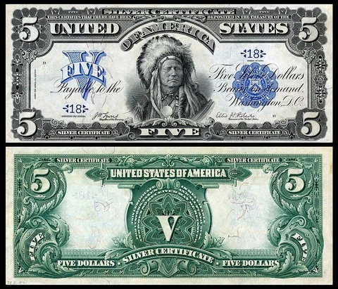 REPRODUCTION  1899 $5 SILVER CERTIFICATE INDIAN CHIEF PLEASE READ DESCRIPTION! Cover