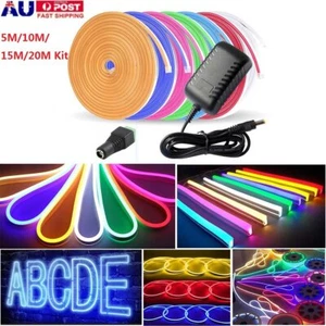 DC 12V 5/10/15/20M LED Strip Neon Rope Light Waterproof FlexTubes Party Decor - Picture 1 of 19