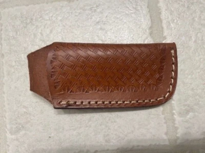 Open top Leather Basket Weave knife sheath with belt attachment (Holster only)  - Image 1 of 2