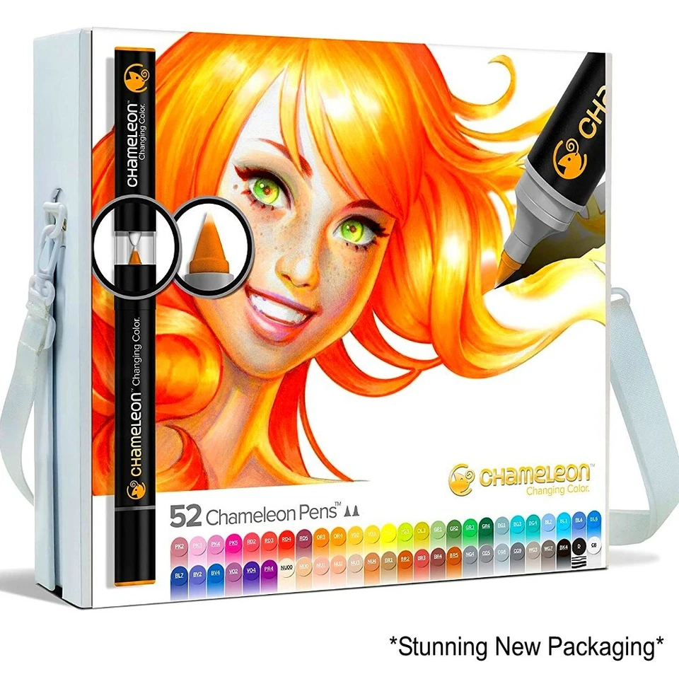 Chameleon Markers 52 Brush Pen Complete Set + Case + Extra Nibs – MANGA Art - Image 1 of 4