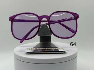 Vintage Oversize Sunglasses NOS Geeky Purple Lens Preppy Jr Purple Frame 80s-90s - Picture 1 of 9