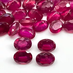 4 Pcs Natural Ruby 8x6mm Oval Cut Stunning Rich Red Loose Gemstone Wholesale Lot - Picture 1 of 12