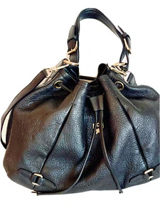 MCM Black Leather Lge 2-Way Drawstring Bucket Cross Body Handbag $1400 Near New - Picture 1 of 18