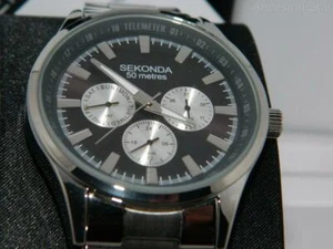 Orologio da polso Sekonda Uomo Quadrante Nero Calander Acciaio, Quadrante 24 ore, 50 m - Foto 1 di 12