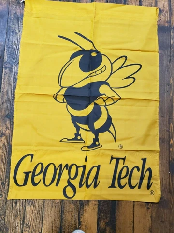 Vintage 1995 Georgia Tech Yellow Jackets 41" x 29" FLAG Wall Hanger 2 sided Cover