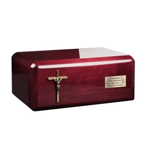 Wooden Casket Funeral Ashes Urn for Adult High Gloss Cremation unique casket - Picture 1 of 9