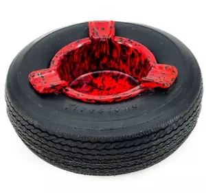 Posacenere pubblicitario vintage Firestone gomma rosso vortice marmo bachelite uomo grotta - Foto 1 di 14