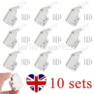 10 PUSH TO OPEN CATCH Cupboard Cabinet Door Spring Loaded Touch Release Mini Tip - Image 1 of 4