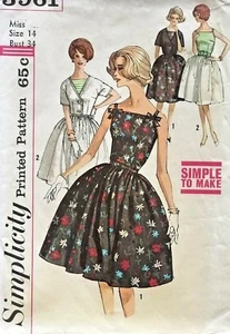 Vestido y chaqueta de colección Simplicity Misses de los años 60 patrón 3961 talla 14 sin cortar - Imagen 1 de 2
