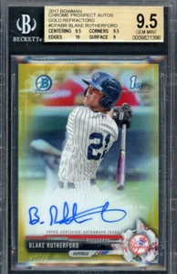 2017 Bowman Chrome Gold Refractor Blake Rutherford Autograph /50 BGS 9.5 Auto 10 - Bild 1 von 2
