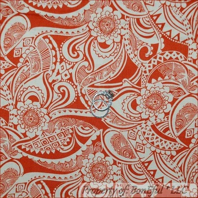 BonEful Tela FQ Algodón Edredón Naranja Rústico Marrón Crema Flor Retro Pequeño Paisley Foto 1 de 4