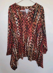 Top tunica donna Catherines multicolore con bottoni orlo asimmetrico taglia 1X - Foto 1 di 8