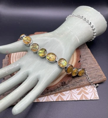 Pulsera Lia Sophia, piedras sintéticas facetadas, tonos tierra, verdes, marrones y oro Foto 1 de 4