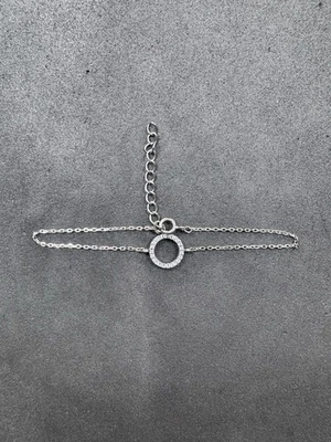 1,3 г винтажное серебро 925 CZ круг цепочка браслет 6,25 «- 7,5» ювелирных изделий лот H - Изображение 1 из 4