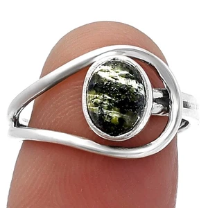 Anillo de plata de ley 925 crisotilo natural s.7.5 joyería R-1129 - Imagen 1 de 5
