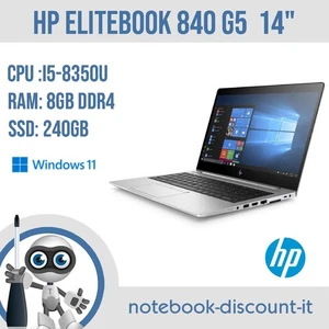 Notebook 14" HP EliteBook 840 G5 cpu i5-8350u Ram 8gb SSD 240gb Win11 Pro - Bild 1 von 6