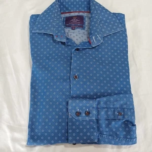 CURTIS Hawes & Curtis London Brandon Slim Fit medium blue Button-up 100% cotton - Picture 1 of 10