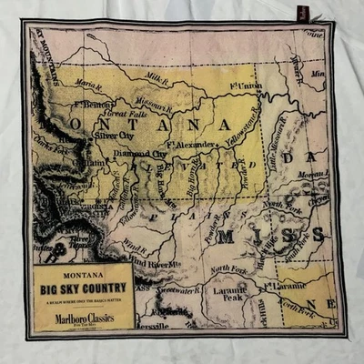 Bufanda para mujer MARLBORO CLASSICS mapas negros con logotipo de algodón 22"/23" en muy buena condición. Foto 1 de 4