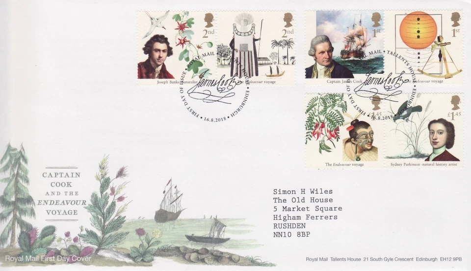 GB Stamps First Day Cover Captain Cook, Endeavour, sailing ship, nature SHS 2018 - Image 1 of 1