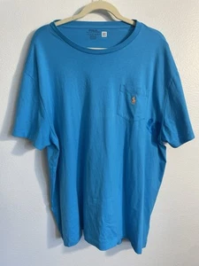 Polo Ralph Lauren Herren XLT T-Shirt Jersey Crewneck Pocket T blau gelb Pony - Bild 1 von 10