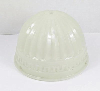 1913 Brascolite Milk Glass Pendant Greek Keys Light Shade Opal Luminous Unit Co - Image 1 of 4