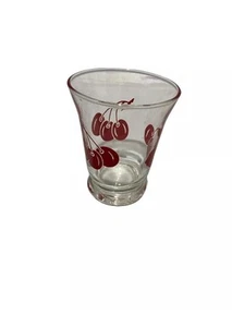 Vintage MCM Libbey Red Cherries Schnapsglas oder Saft klar Bargeschirr 60er Jahre - Bild 1 von 4