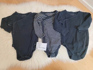 Paket 3 Wickelbodys Lupilu dunkelblau 62 68 Uni Streifen weiß Wickelbodies - Bild 1 von 7
