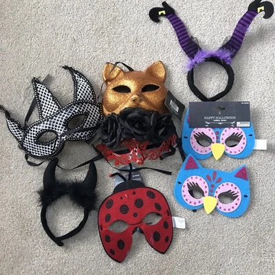 Lote de 8 Máscaras de Festa de Halloween Baile de Penas Máscaras Lote Faixa de Cabeça Fantasia - Imagem 1 de 4