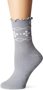 Karen Neuburger Soft Cozy Lounge Sock W/ Grippers, Grey, One Size - Picture 1 of 2