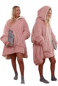 Overshized Sherpa gefütterte Fleece Hoodies - Bild 1 von 4