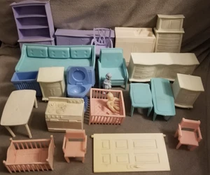 Miniature Dollhouse Furniture Kitchen Bedroom Set 21 pieces MPC Superior '50s - Picture 1 of 8