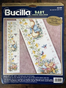 Bucilla Baby Nuevo Little One Tabla de Crecimiento Punto de Cruz Kit 42104 Abrigo Azul Conejito - Imagen 1 de 9