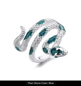 Snake Ring Resizeable 7-10mm Rhodium Plated - Picture 1 of 2