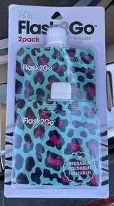 2 Flask 2 Go Foldable Portable Freezable Reusable Drink Pouch Two Packs 7.5 oz - Picture 1 of 2