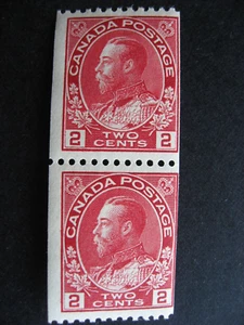 Canada KGV 2c admiral coil pair Sc 132 1 stamp MNH other MH - Picture 1 of 2