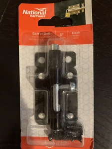 National Hardware Barrel bolt 3" Black N151-522  *NEW* - Picture 1 of 2