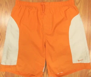 VTG 2000 NIKE Mens LINED NYLON SWIM SHORTS ORANGE & GRAY Sz LARGE, L - Picture 1 of 4