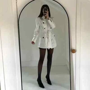 INC International Concepts Puff Sleeve Ruffle Trench Coat White Size M - Picture 1 of 13