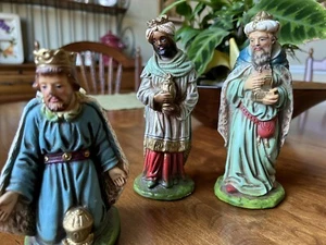 Belén Columbia de tiza de la década de 1940 CS conjunto de 3 Reyes Magos Navidad - Imagen 1 de 7