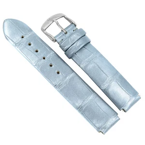 Philip Stein 1ASIM-NI 18mm Glossy Silver Alligator Leather with Tang Buckle - Picture 1 of 2