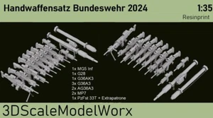 Bundeswehr set armi manuali 2024 1:35 G28, G36KA3, G36A3, AG36A, MP7, MG5, PzFst3T - Foto 1 di 1