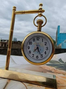 Persoalized antique brass nautical table clock for office, collectible unique... - Picture 1 of 4