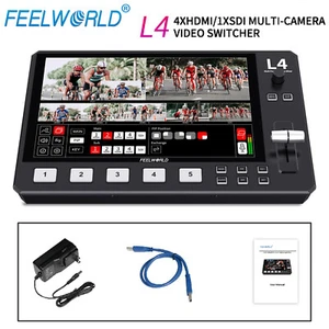 FEELWORLD L4 5-CH Multi Camera Video Mixer Switcher with 10.1 Inch Touch Screen - Picture 1 of 14