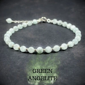 Pulsera Angelita - 7-8 pulgadas - Verde - Plata de Ley 925 - Piedras Preciosas B113 - Imagen 1 de 6