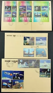 Bhutan 1969 Weltraum Raumfahrt Space 3-D Lenticular 313-324 Block 32-34 FDC RAR - Bild 1 von 3
