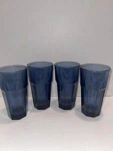 4 Vintage Duratuff Gibraltar Glasses 6 1/4" Dusky Blue 16oz Coolers Tumblers - Picture 1 of 12