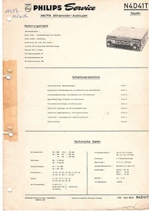 Manual de servicio original Philips para CAR N 4 D 41T N4D41T Spyder - Imagen 1 de 1