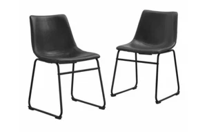 NEW Faux Leather Dining Chairs - Black - Set of 2 By Walker Edison Or Desk Chair - Picture 1 of 3